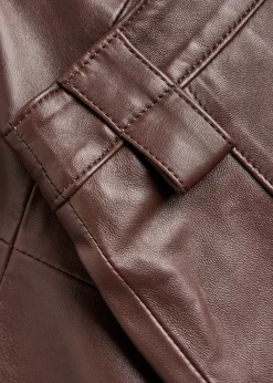 Farrah leather midi skirt