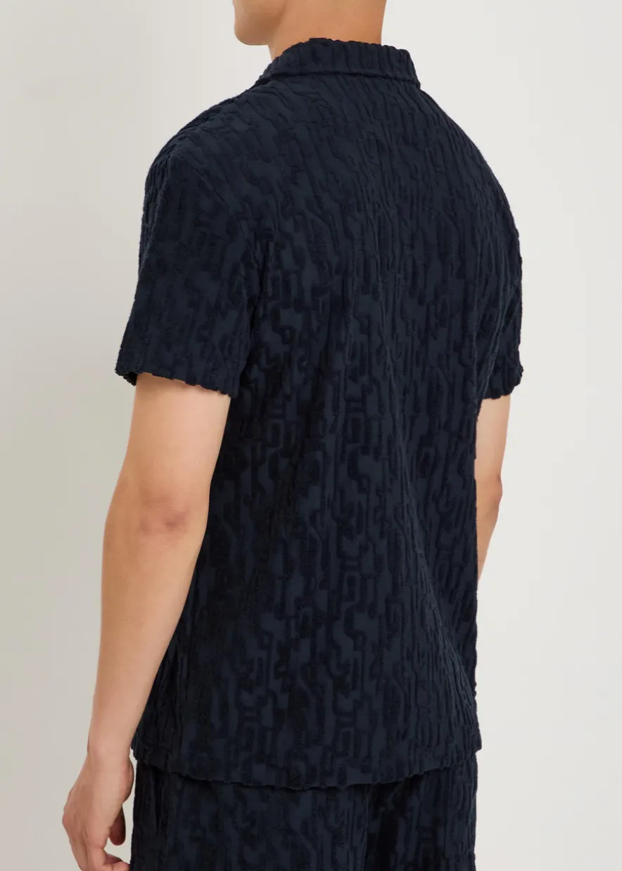 Fausto flocked-pattern terry shirt