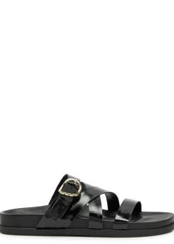Filipa textured patent leather sliders