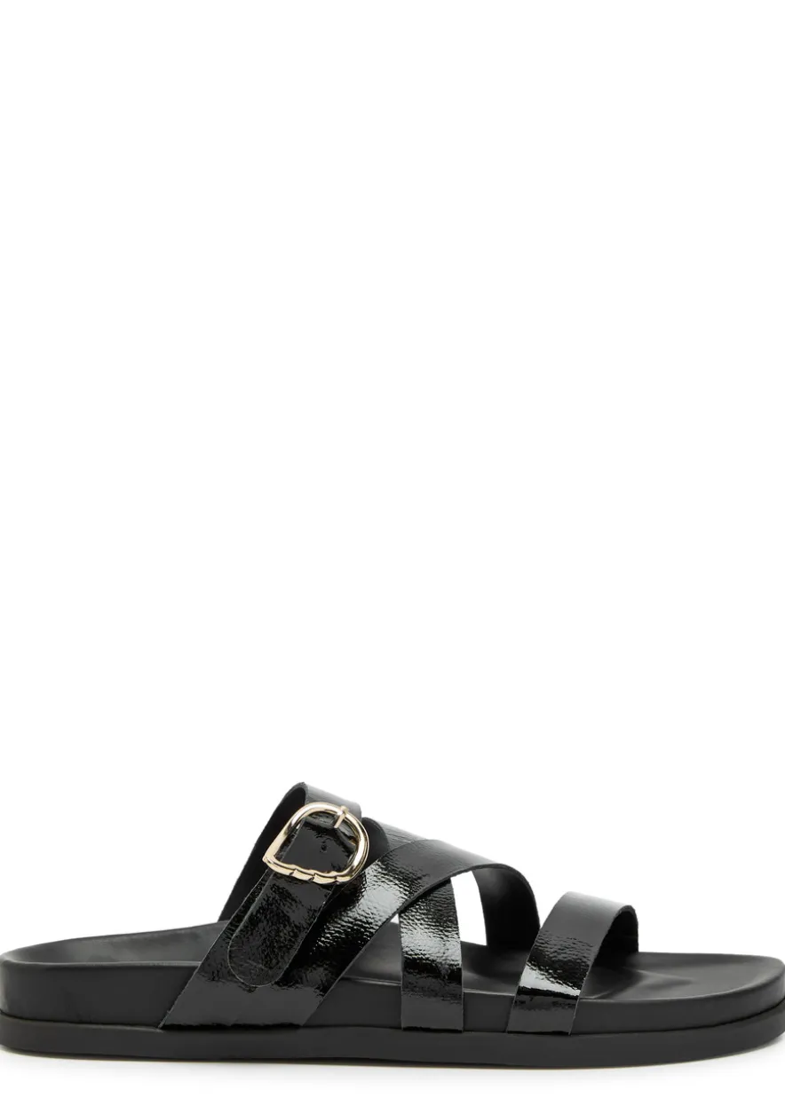 Filipa textured patent leather sliders