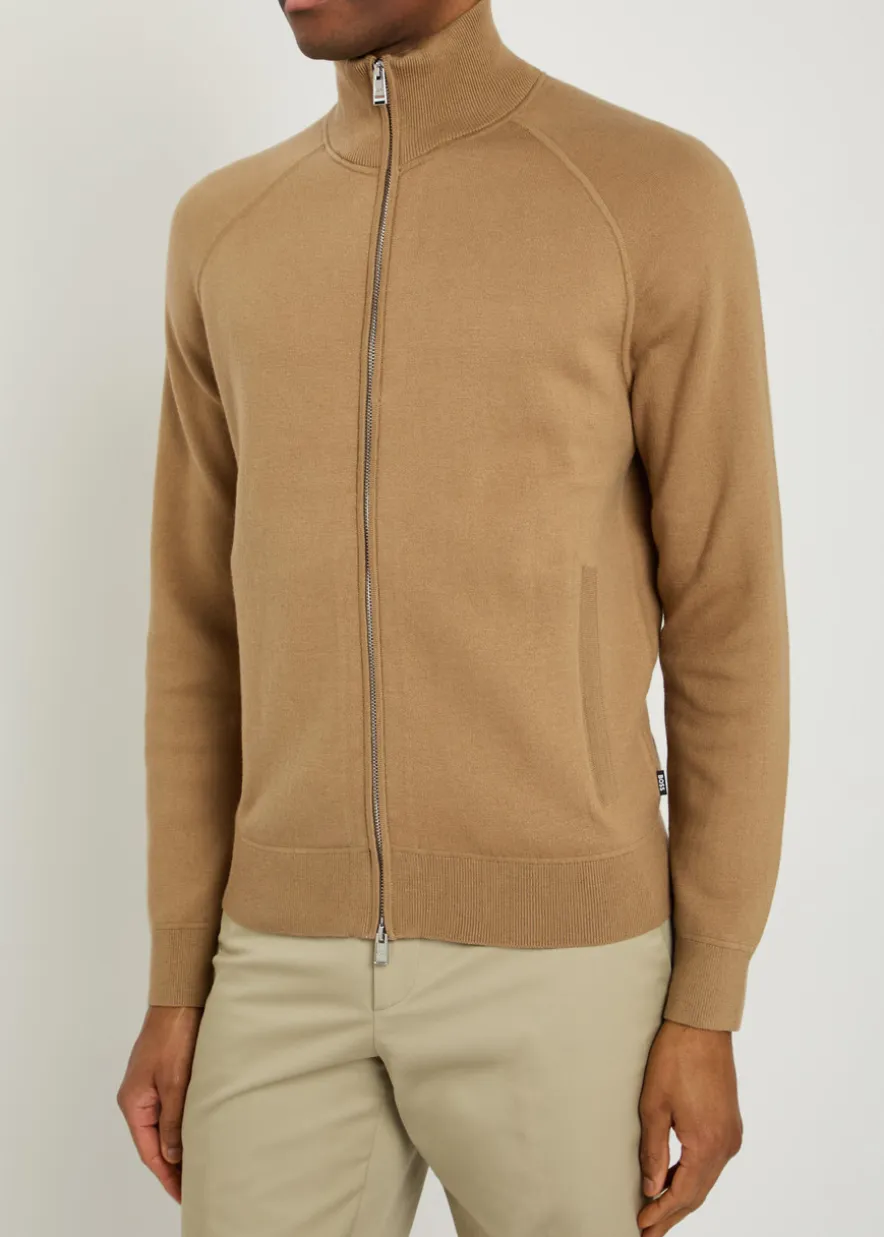 Fine-knit cotton and wool-blend cardigan