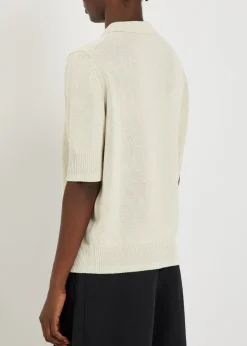 Fine-knit polo top