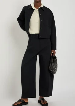 Fine-knit polo top