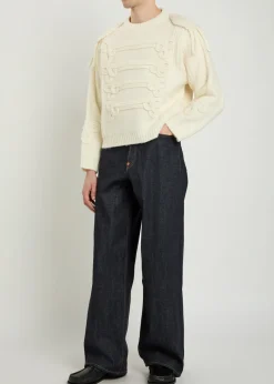 Fisherman cable-knit wool-blend jumper