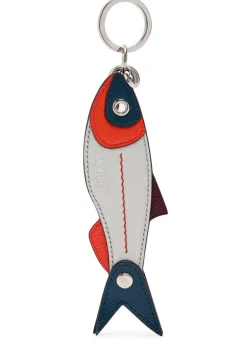 Fish panelled leather keyring