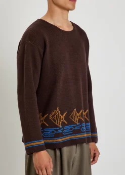 Fish School intarsia cotton jumper