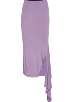 Fishtail asymmetric jersey midi skirt