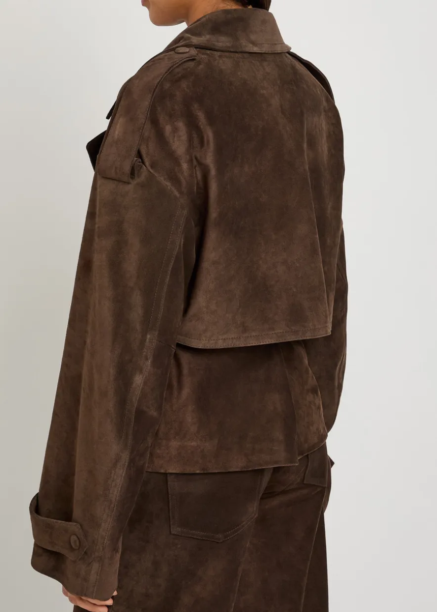 Flamina belted suede trench jacket