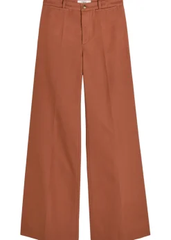 Flared-leg canvas trousers