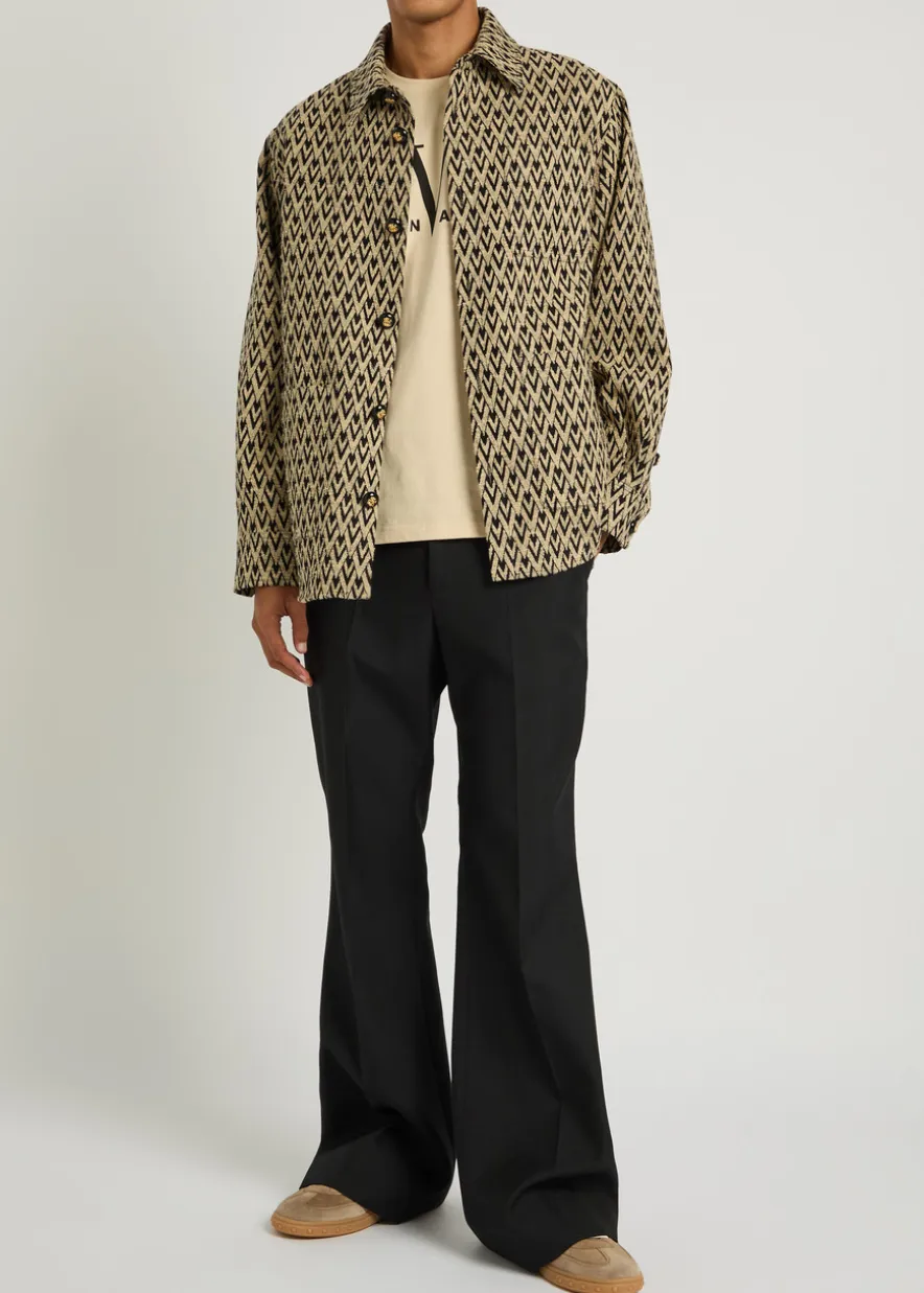 Flared-leg twill trousers