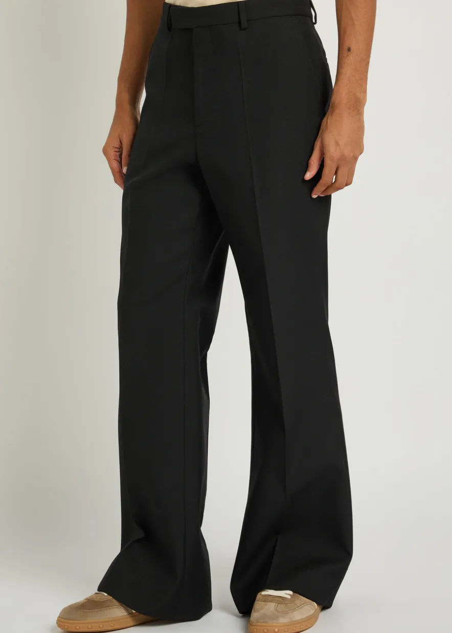 Flared-leg twill trousers