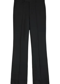 Flared-leg twill trousers
