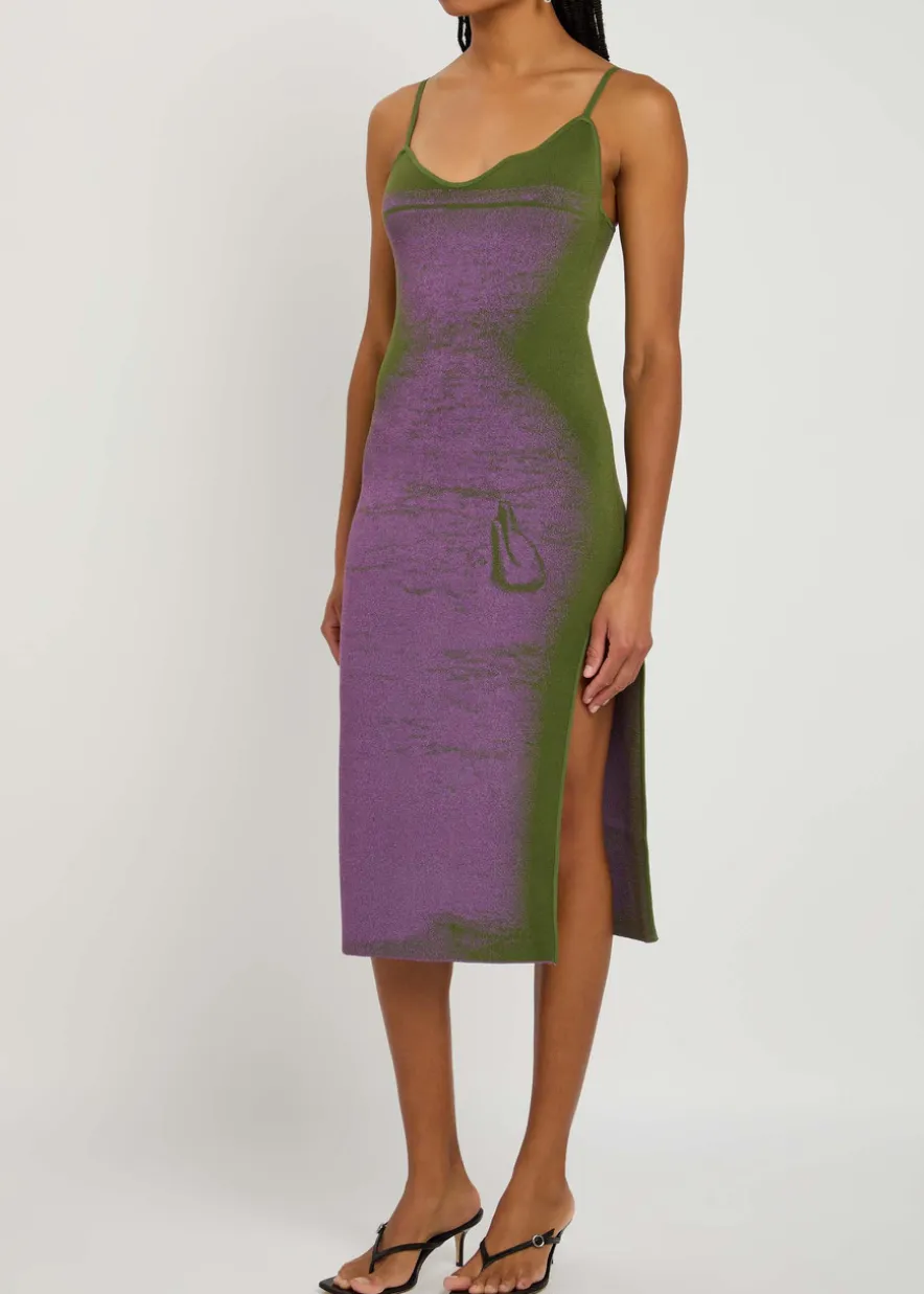 Flash Light Reflective stretch-knit midi dress