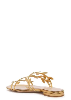 Flavia leaf metallic leather sandals