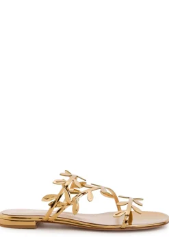 Flavia leaf metallic leather sandals
