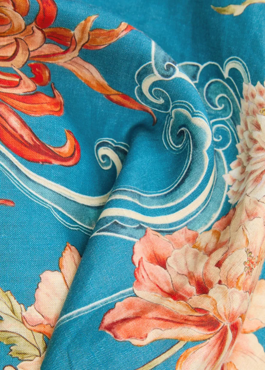 Fletcher floral-printed flax maxi dress