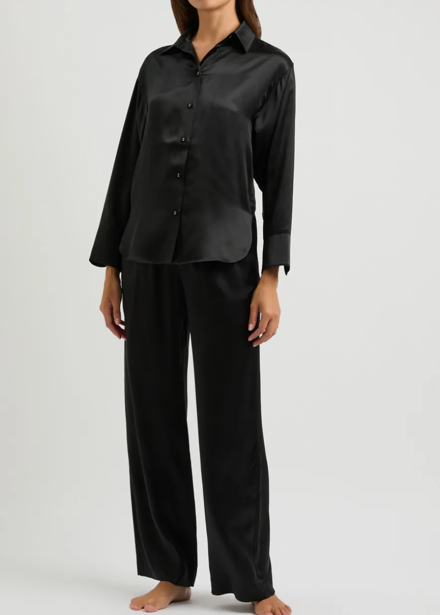 Fleur du Jour silk-satin pyjama shirt