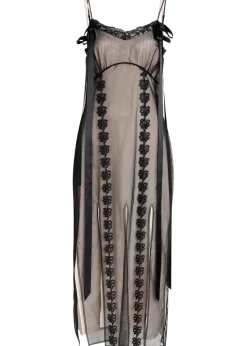 Floral-appliquéd tulle maxi dress