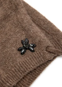 Floral crystal-embellished cashmere bonnet