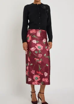 Floral-embellished merino wool cardigan