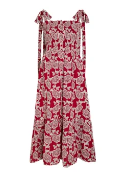 Floral-embroidered cotton-blend midi dress