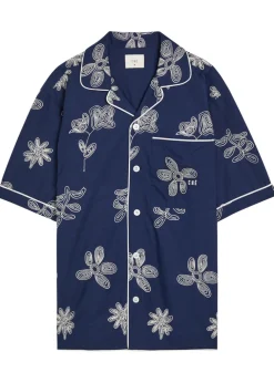 Floral-embroidered cotton-poplin shirt