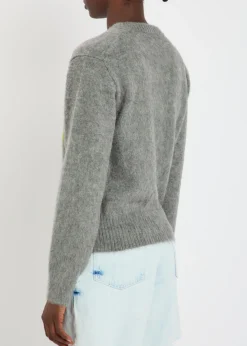 Floral-intarsia brushed wool-blend jumper