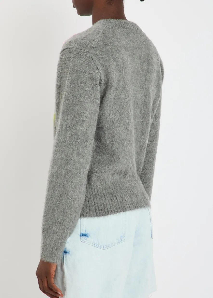 Floral-intarsia brushed wool-blend jumper