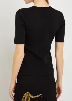 Floral-intarsia knit T-shirt