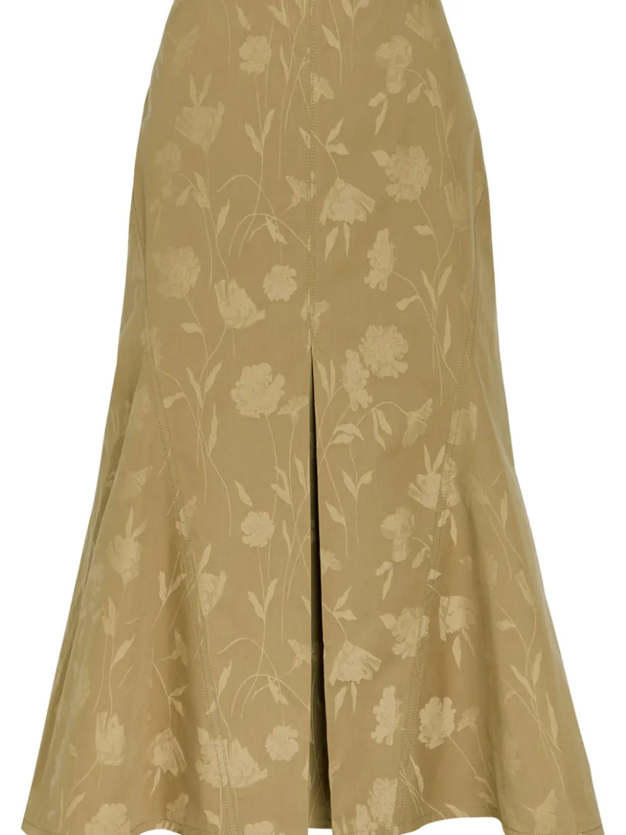 Floral-jacquard cotton midi skirt