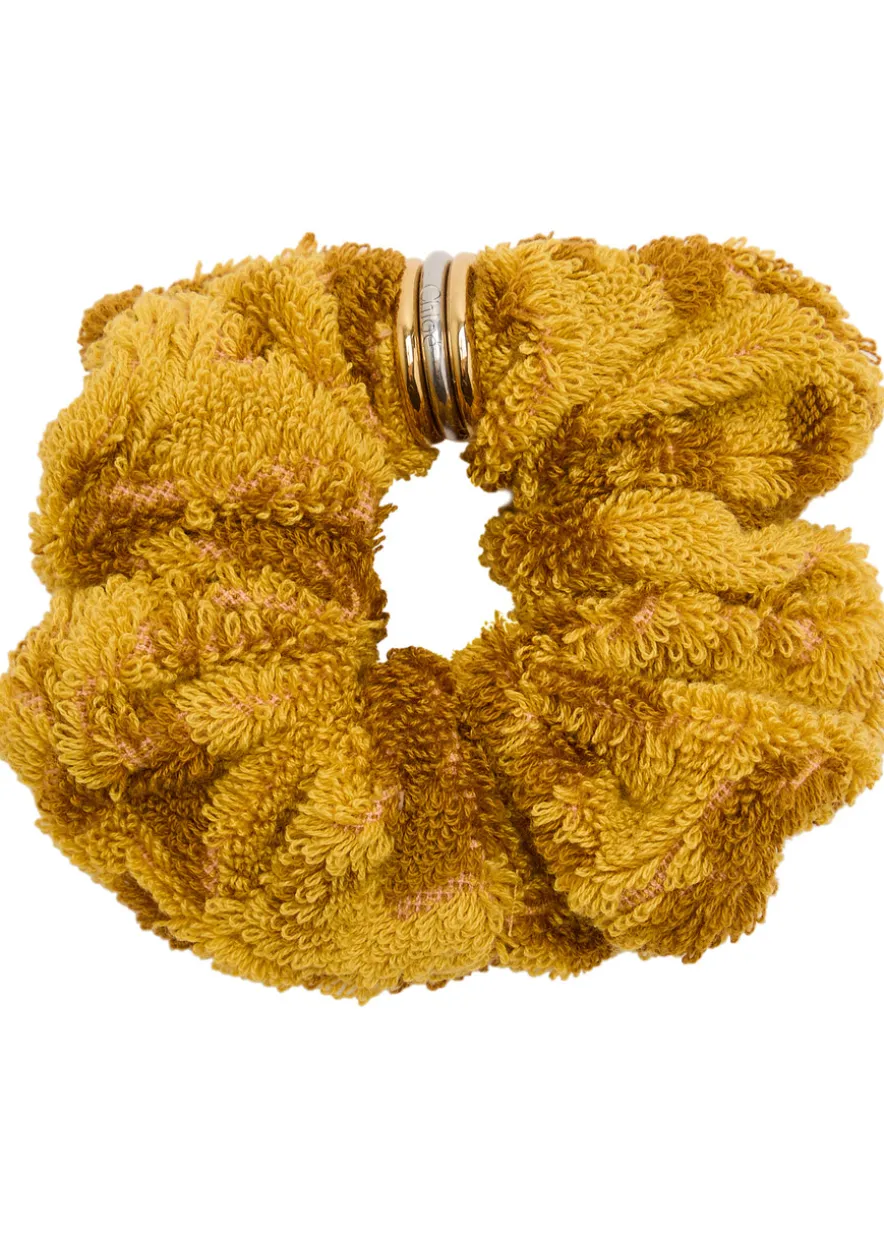 Floral-jacquard terry scrunchie