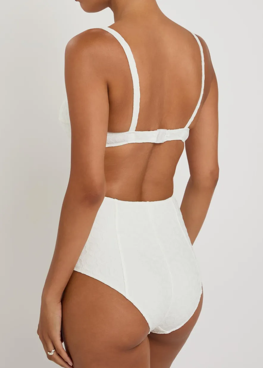 Floral-jacquard textured bikini