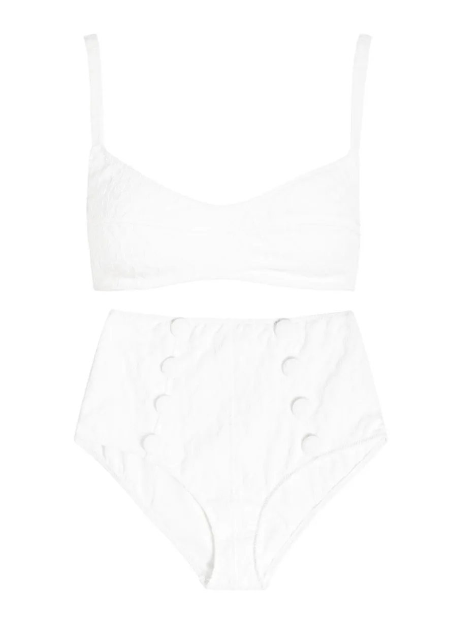 Floral-jacquard textured bikini