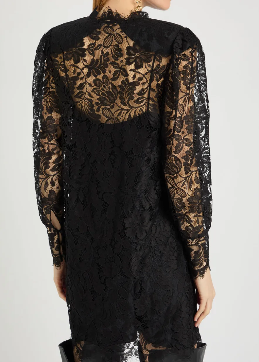 Floral-lace mini dress