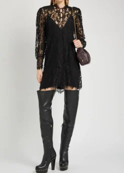 Floral-lace mini dress