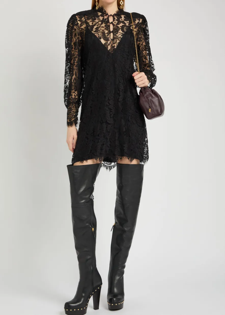 Floral-lace mini dress