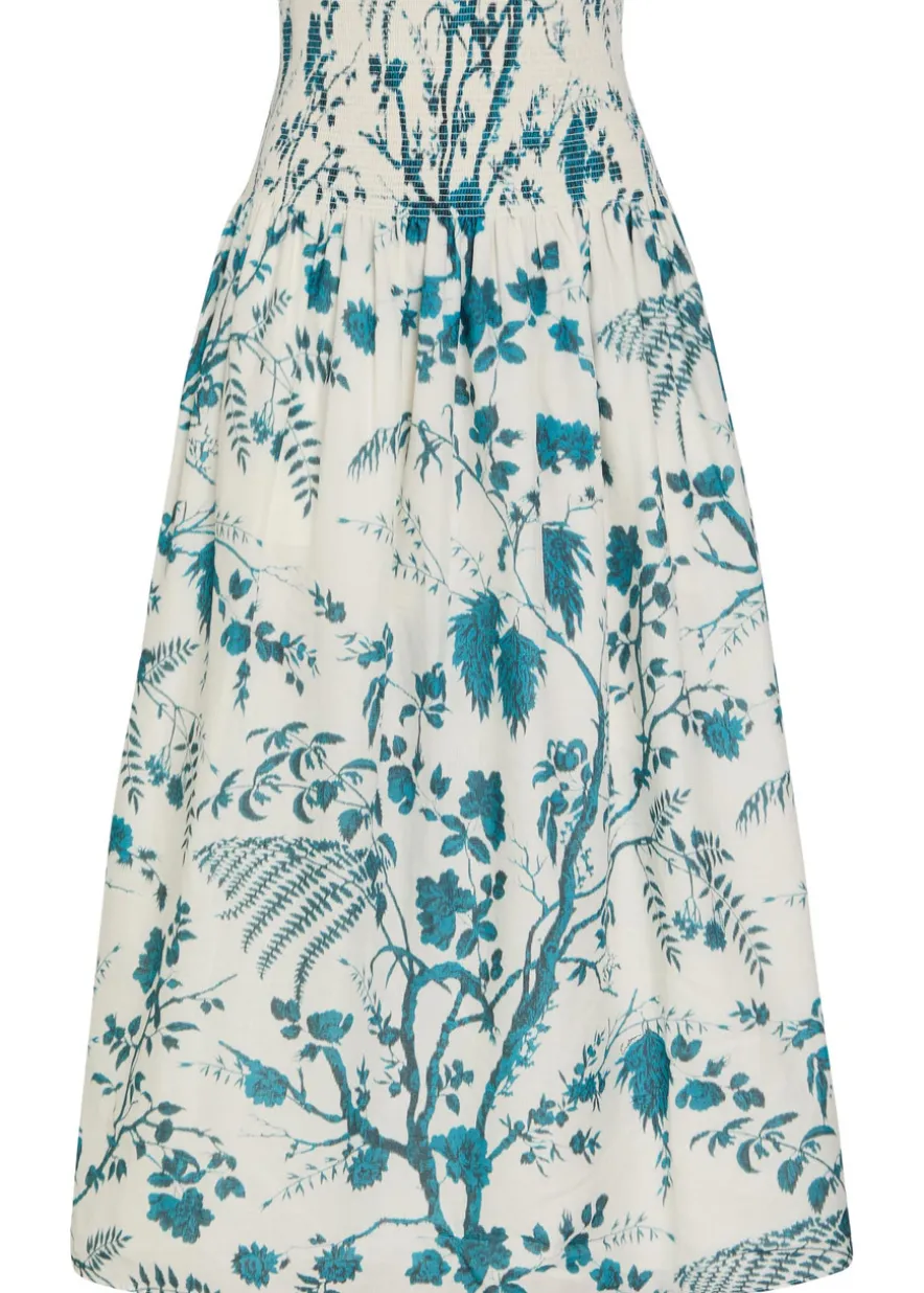 Floral-print cotton and linen-blend midi skirt