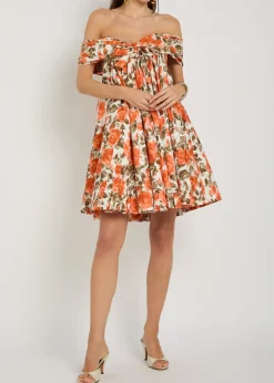 Floral-print cotton mini dress