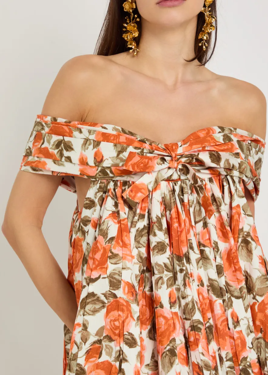 Floral-print cotton mini dress
