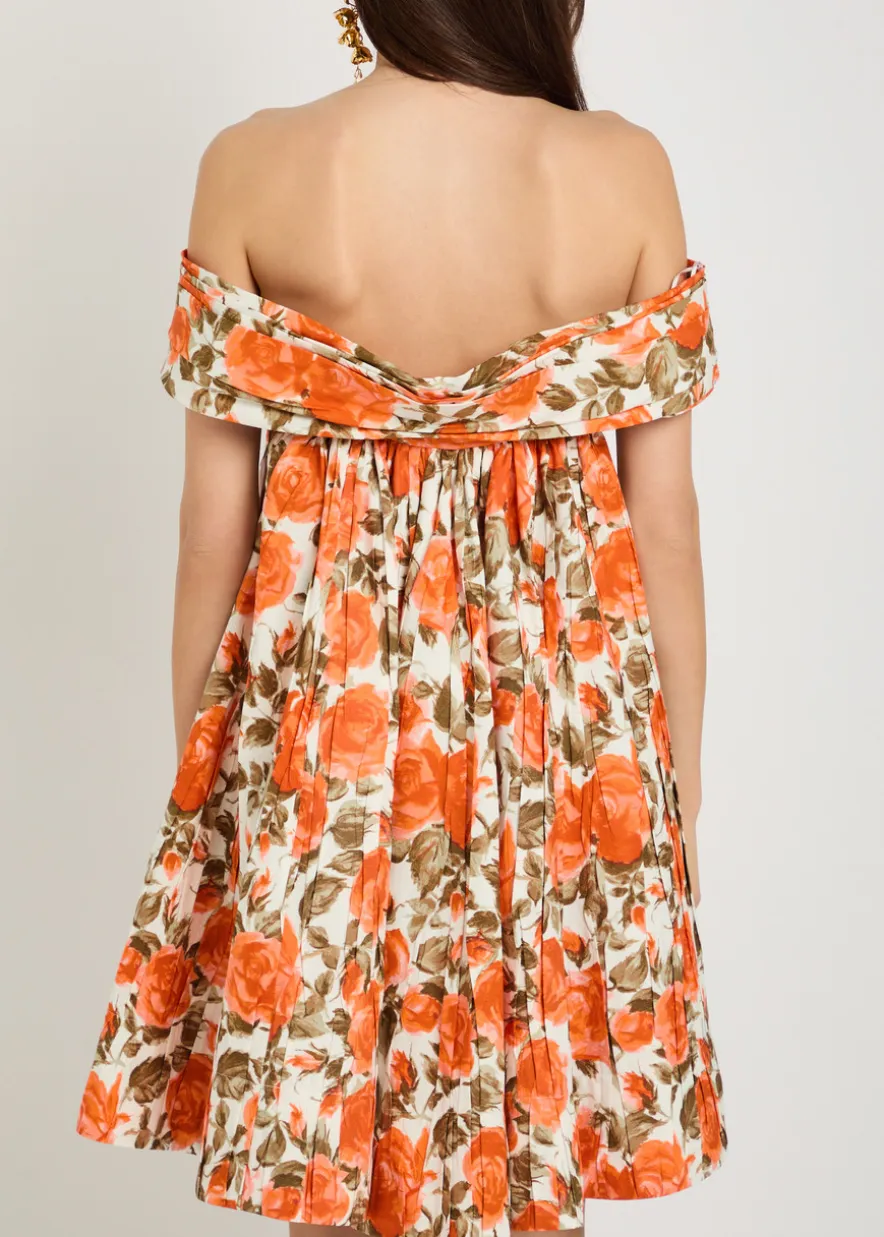 Floral-print cotton mini dress