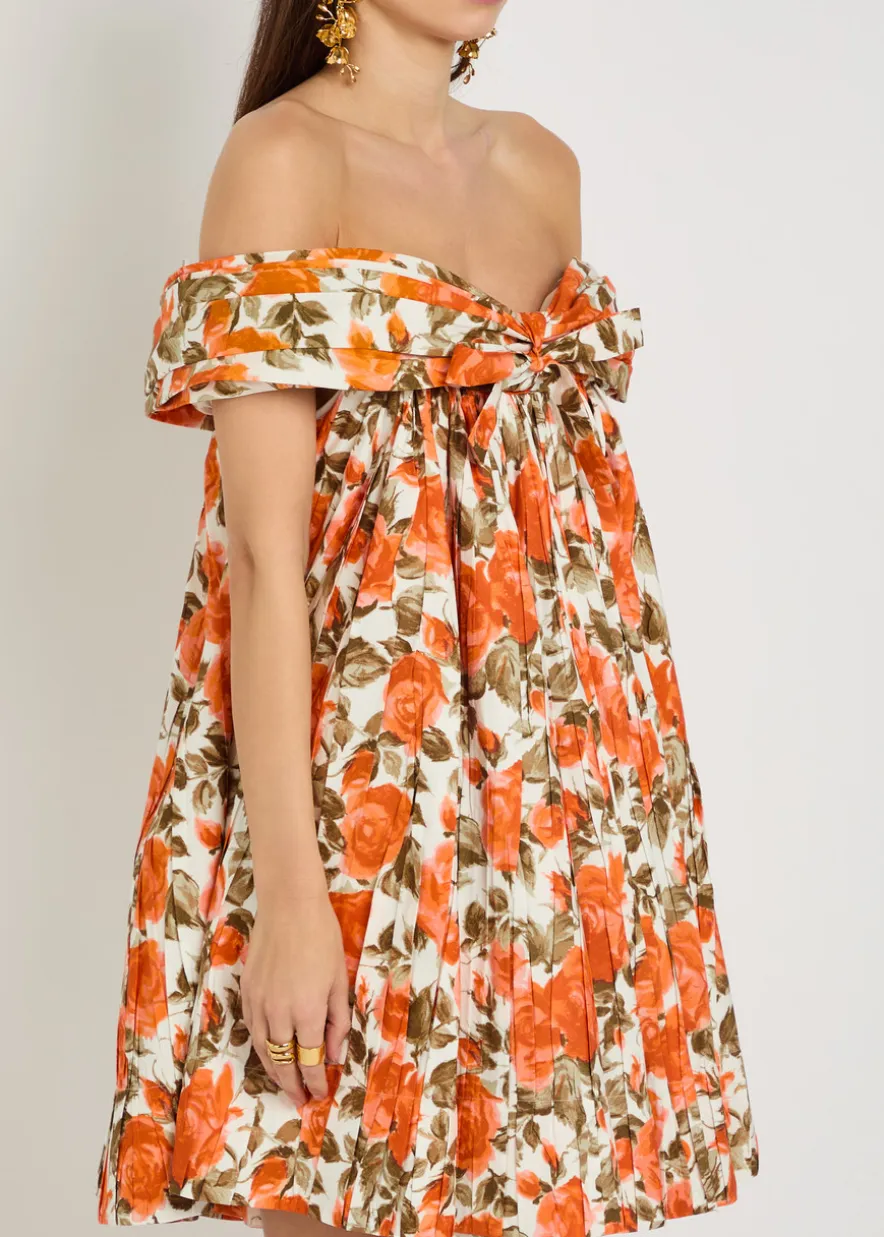 Floral-print cotton mini dress