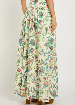 Floral-print cotton-poplin maxi skirt
