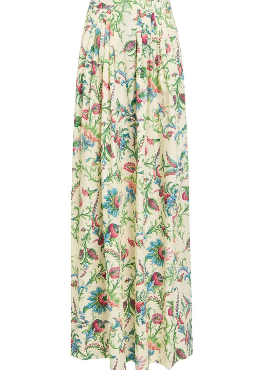 Floral-print cotton-poplin maxi skirt