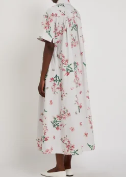 Floral-print cotton-poplin midi shirt dress