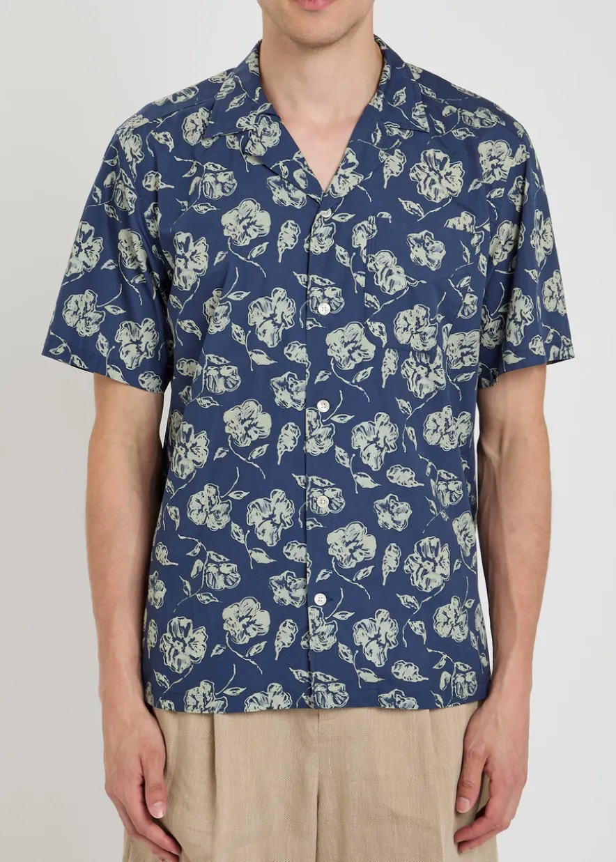 Floral-print cotton shirt