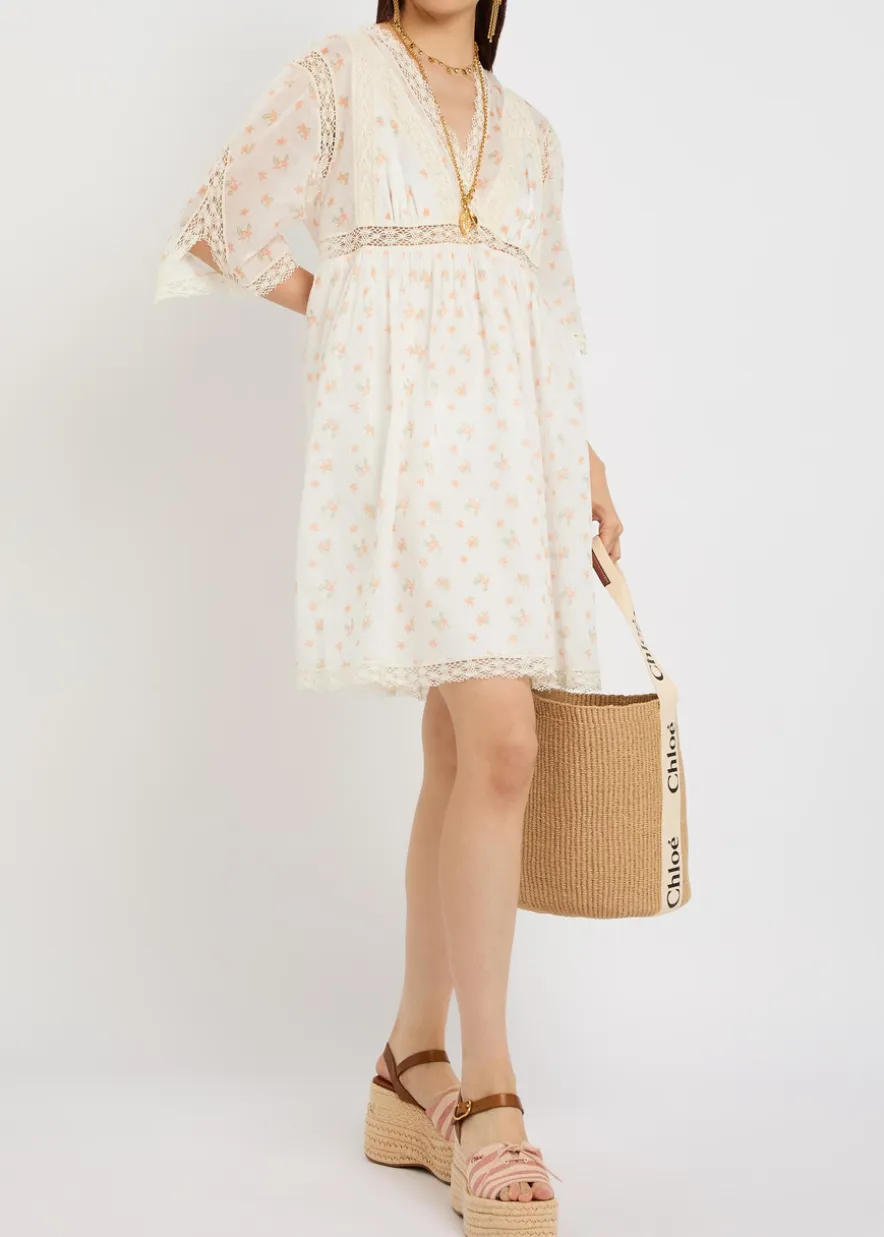 Floral-print cotton-voile mini dress