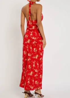 Floral-print crepe maxi dress