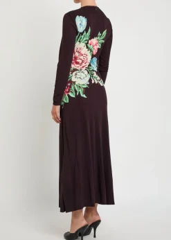 Floral-print jersey-mesh midi dress