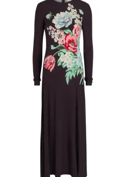Floral-print jersey-mesh midi dress