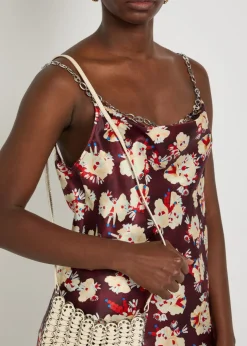 Floral-print metal detail silk blouse